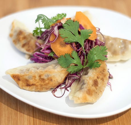DUCK GYOZA (CARROT AND CABBAGE SALAD)